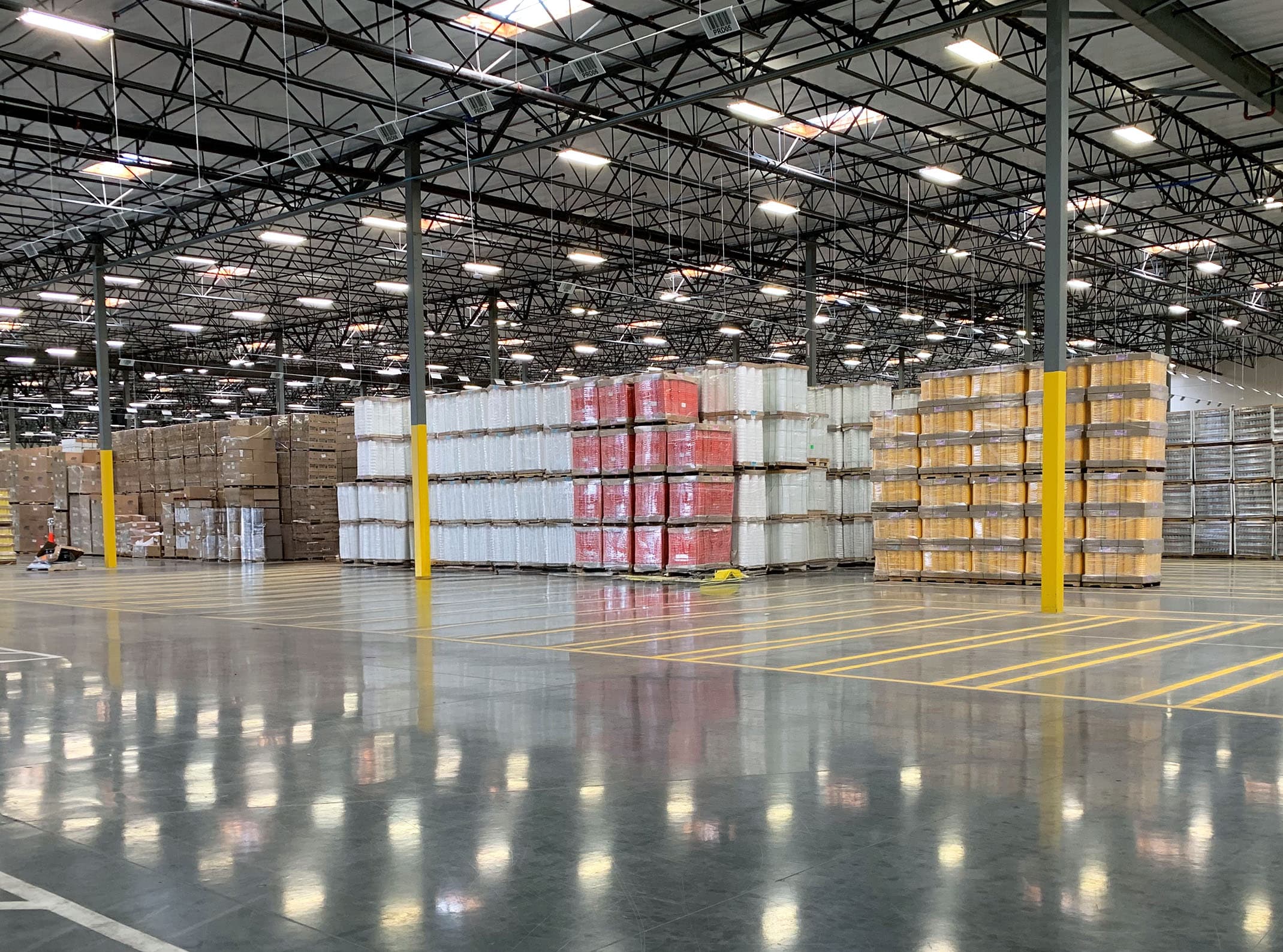 Warehouse Floor with Pallets of Product