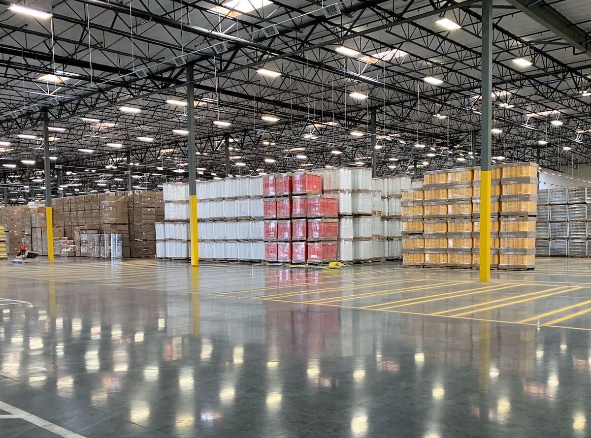 Warehouse Floor with Pallets of Product