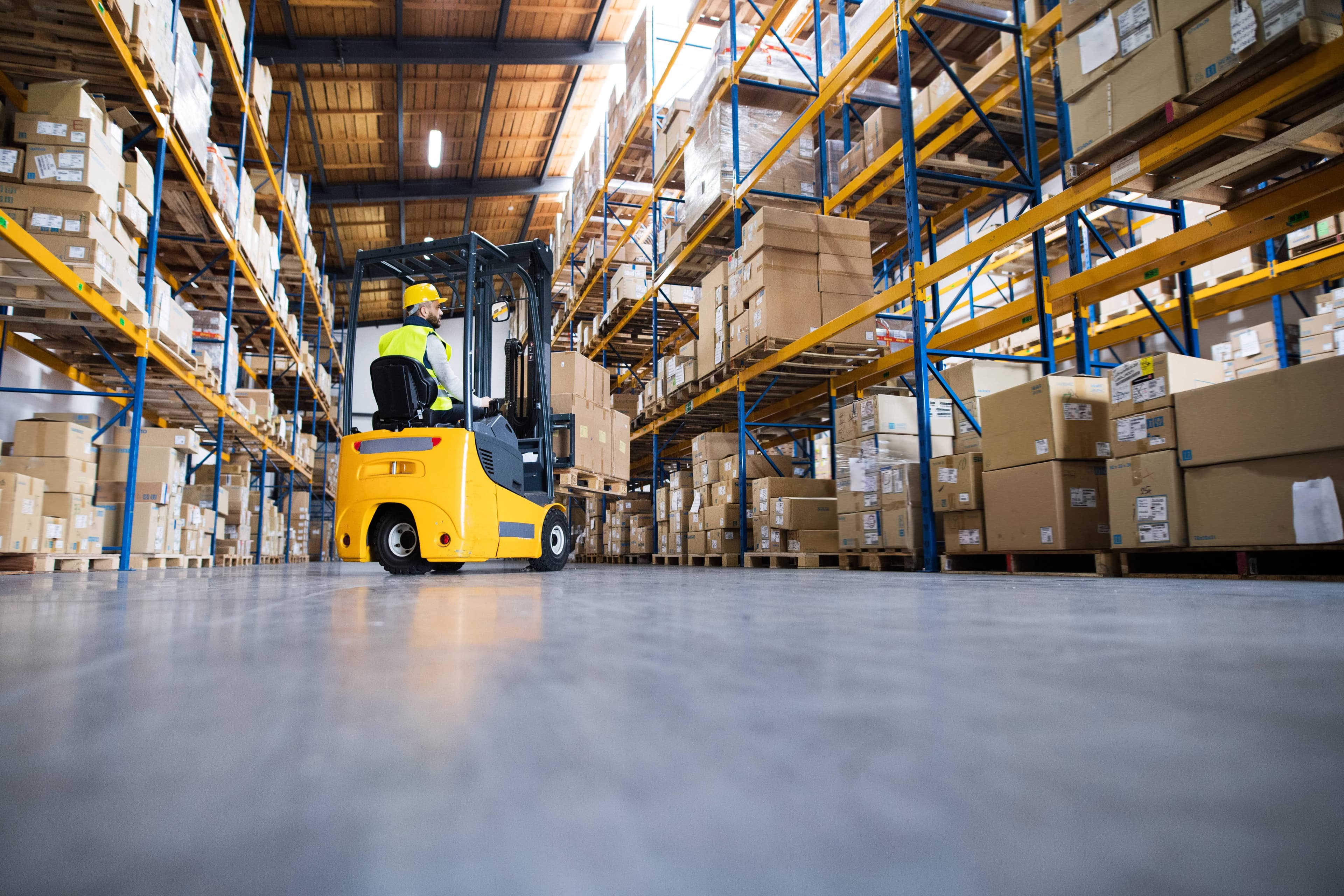 Forklift in a warehouse