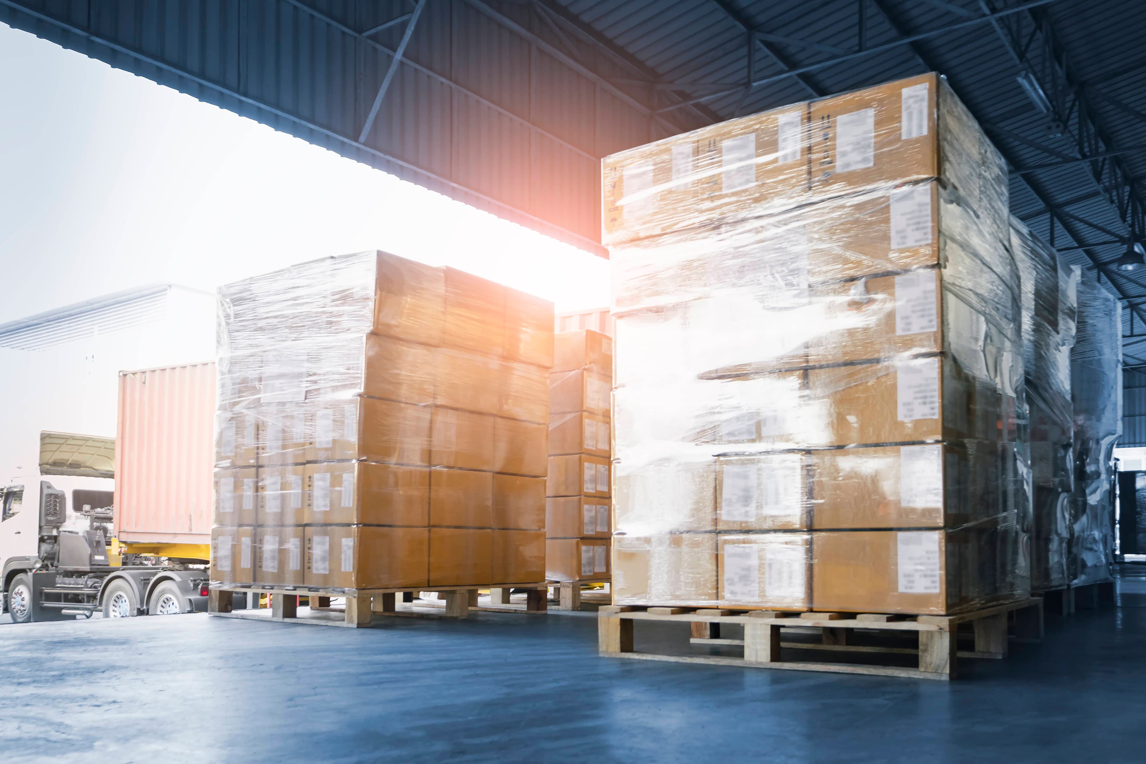 Pallets on a warehouse dock