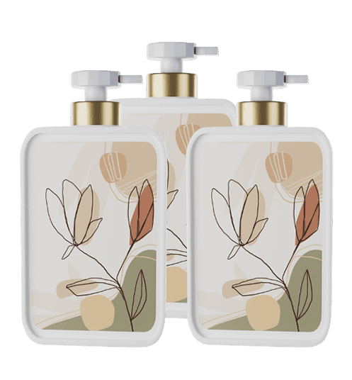 Multiple decorated bottles from a pre-production run