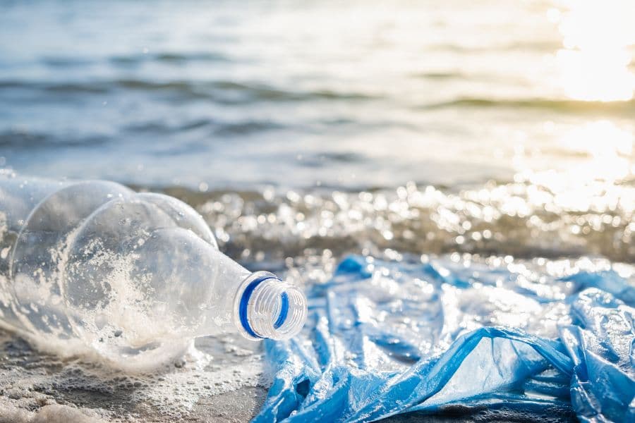 ocean-bound plastic on the seashore