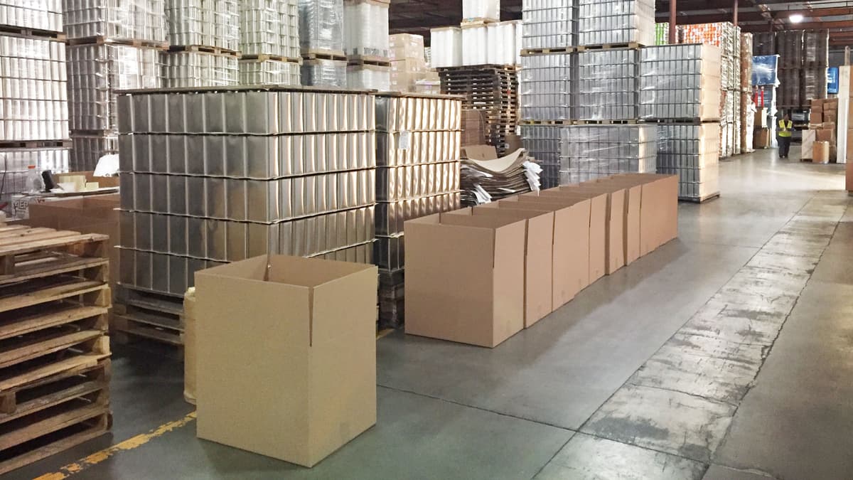 pallets and wholesale packaging supplies in warehouse