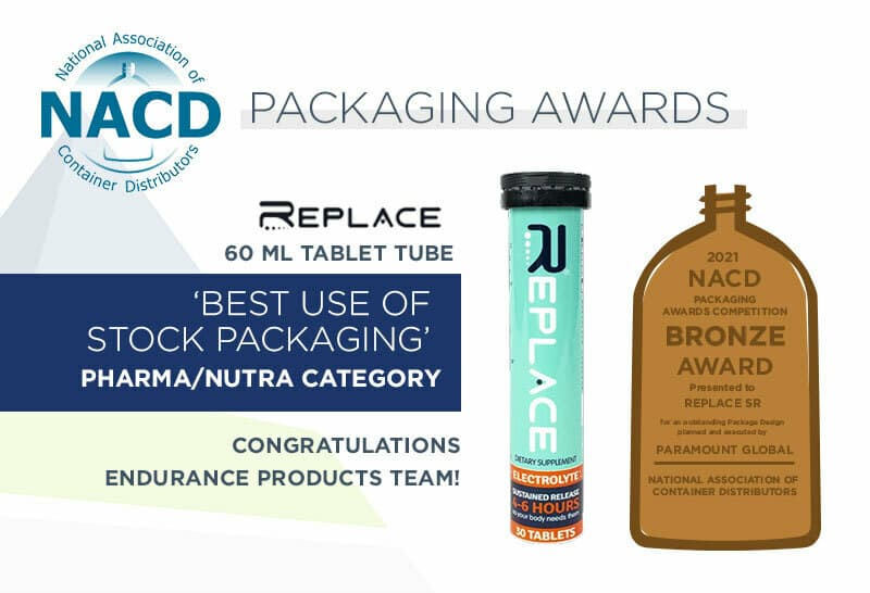 Replace SR tablet tube places 3rd in the annual National Association of Container Distributor's Best Use of Stock Packaging Pharma/Nutra category.