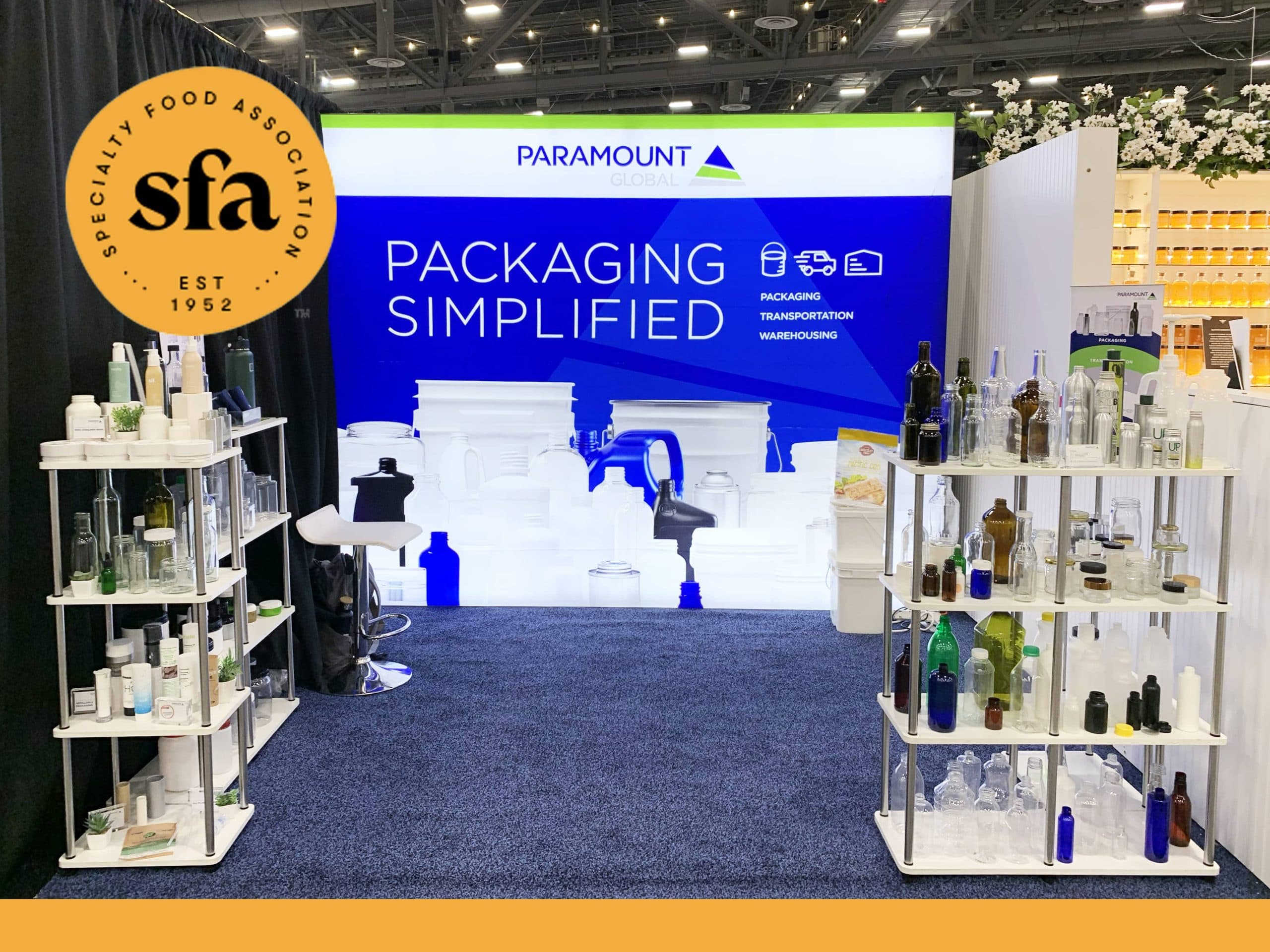 Paramount Global's booth at the 2024 Winter Fancy Food Show with the SFA logo