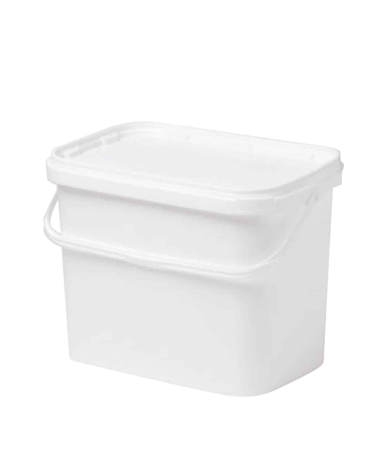 9 liter hdpe white 269,6-248,6mm x 181,6-160,7mm x 221mm rectangle open head pail