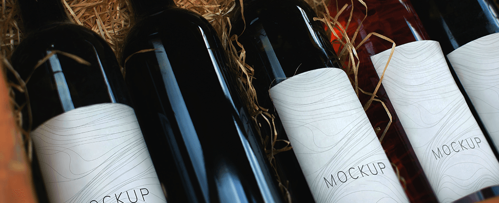 Wine bottles with generic mockup labels