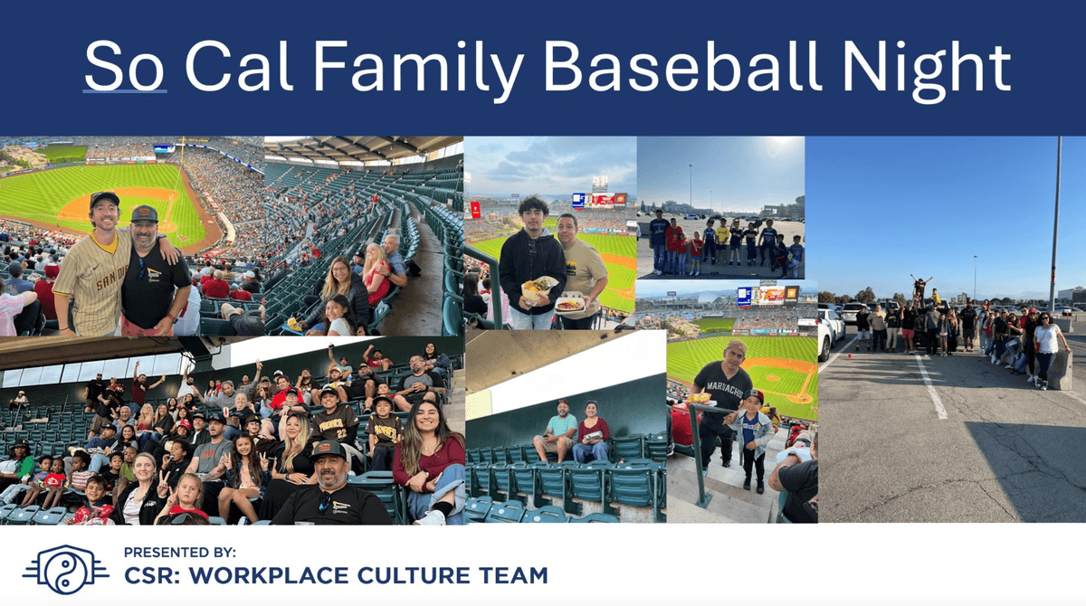 Collage of photos from the SoCal Family Baseball Night