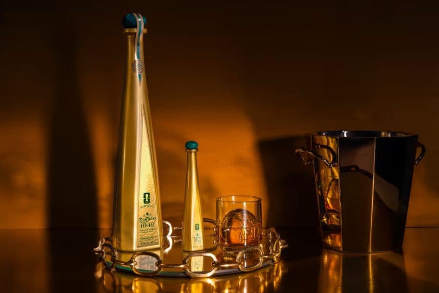 Limited edition Don Julio 1942 gold tequila bottle inspired by the world cup trophy