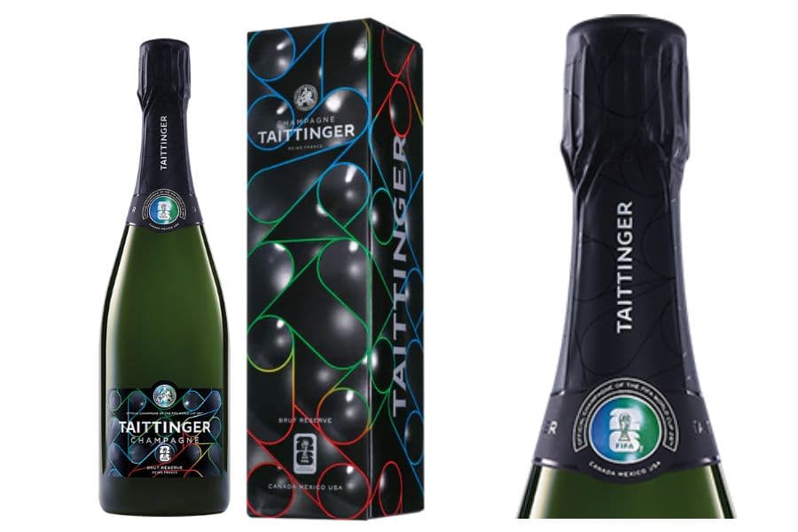Taittinger limited edition 2026 FIFA World Cup bottle with holographic label