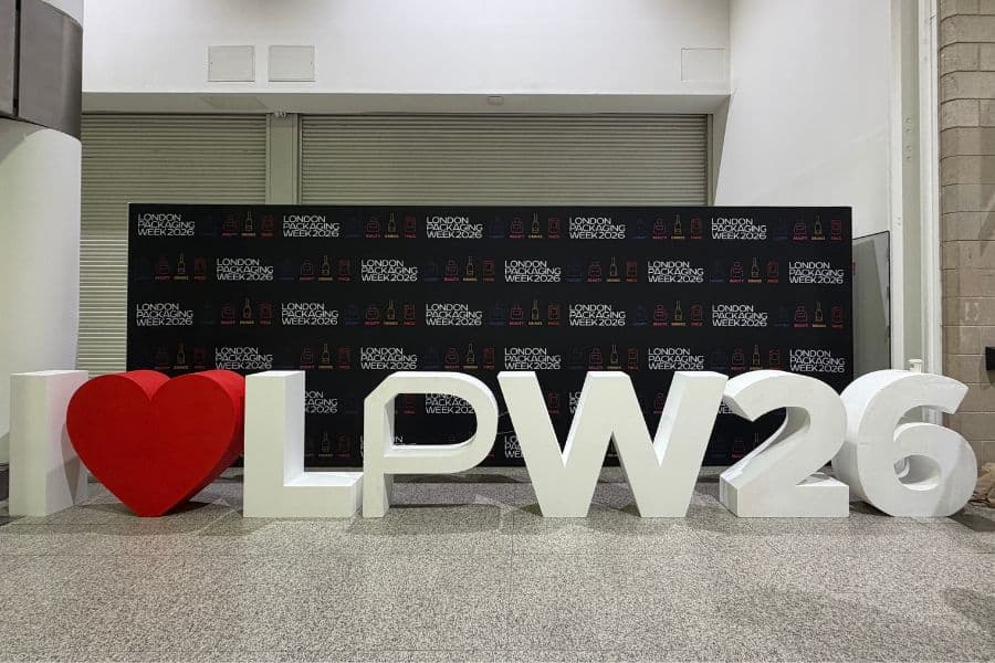 I heart LPW26 signage at London Packaging Week 2026